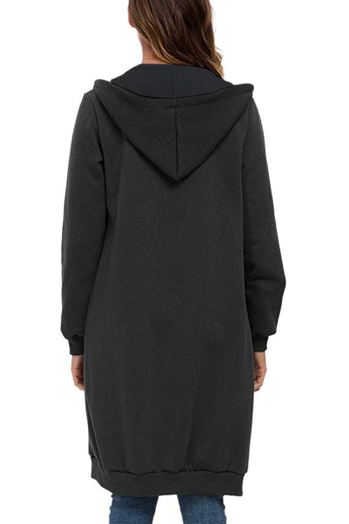 Sudadera Larga Sobre Medida con Cremallera y Capucha