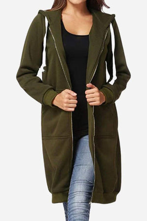 Sudadera Larga Sobre Medida con Cremallera y Capucha