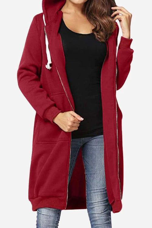 Sudadera Larga Sobre Medida con Cremallera y Capucha