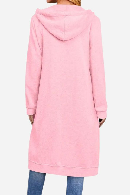 Sudadera Larga Sobre Medida con Cremallera y Capucha