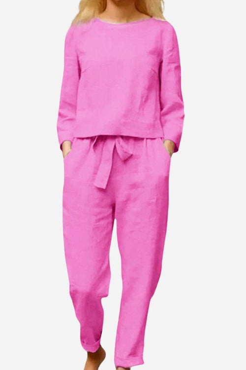 100% Conjunto de 2 Piezas Monocromo de Algodón y Lino