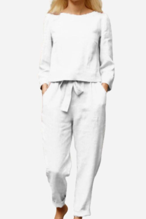 Conjunto de dos Piezas de Lino Monocromo Retro