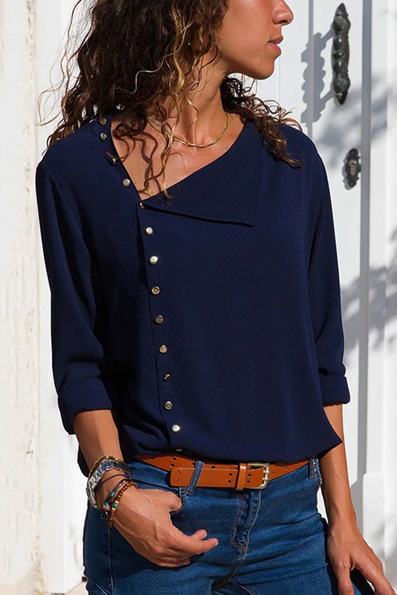 Blusa con Botones Delanteros y Manga