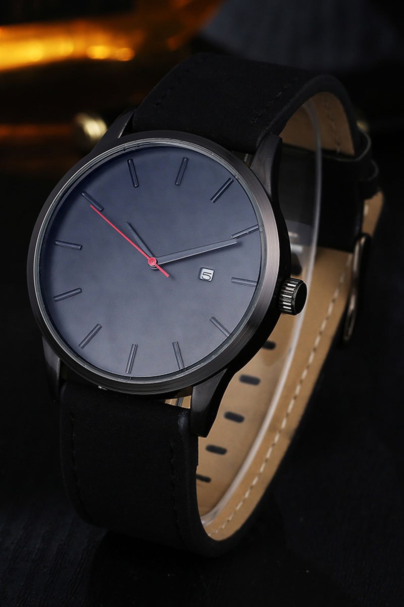 Reloj Clásico de Cuero Negro
