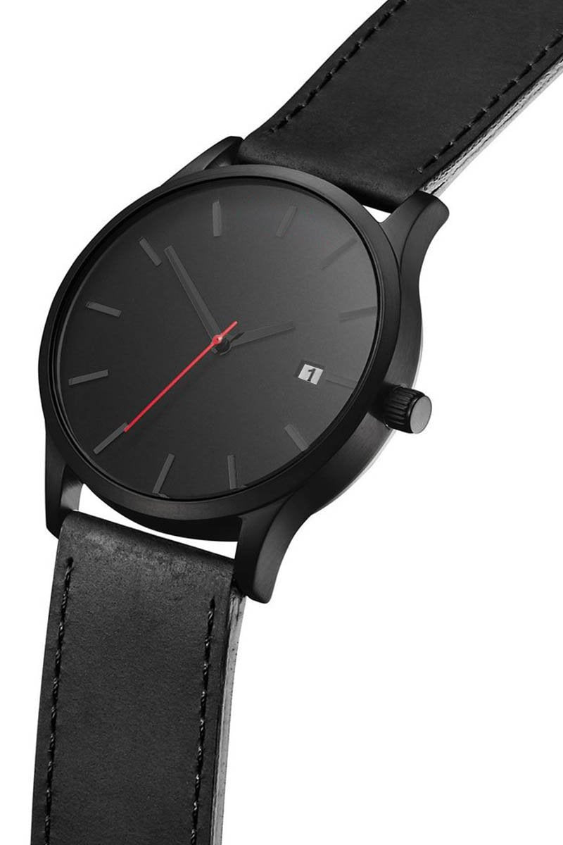 Reloj Clásico de Cuero Negro