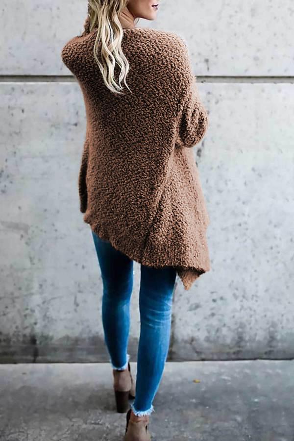 Cárdigan Irregular Frontal Abierto Sólido