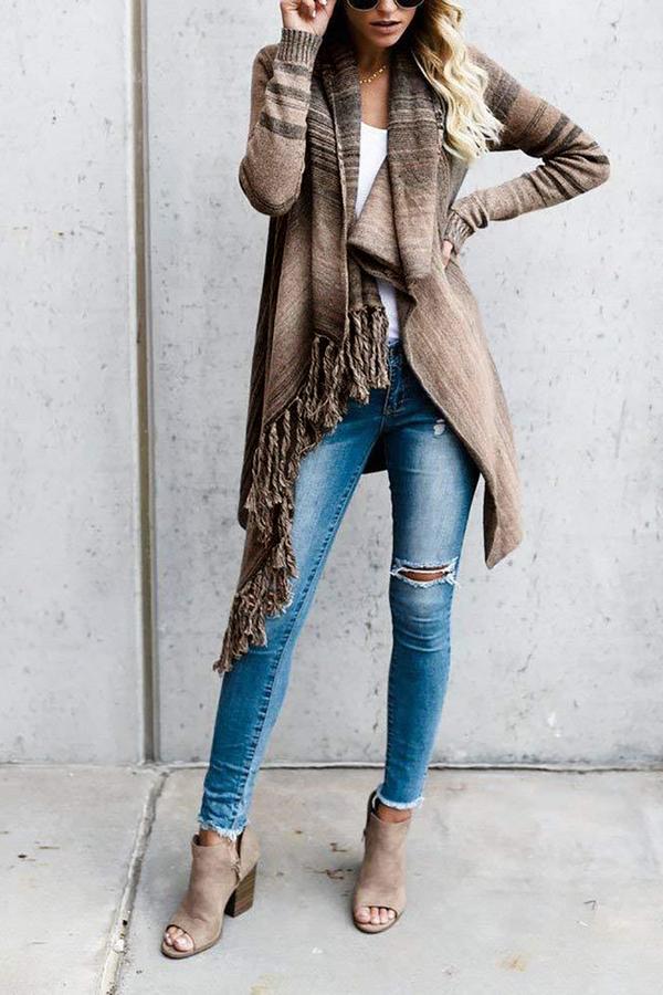 Chaqueta Chal Con Flecos