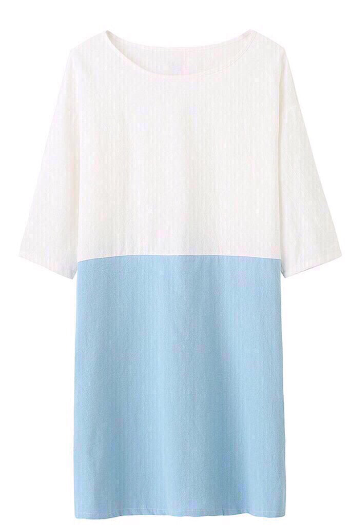 Vestido de Lino Bloque de Color