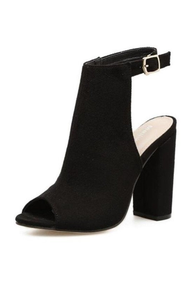 Botines Chunky Heel Peep Toe con Talón Abierto