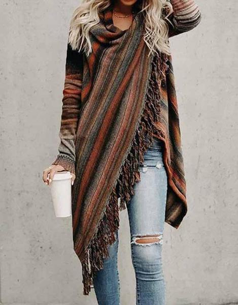 Chaqueta Chal Con Flecos